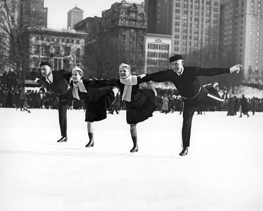New York City Photograph - Pairs Skating In Central Park by Underwood & Underwood