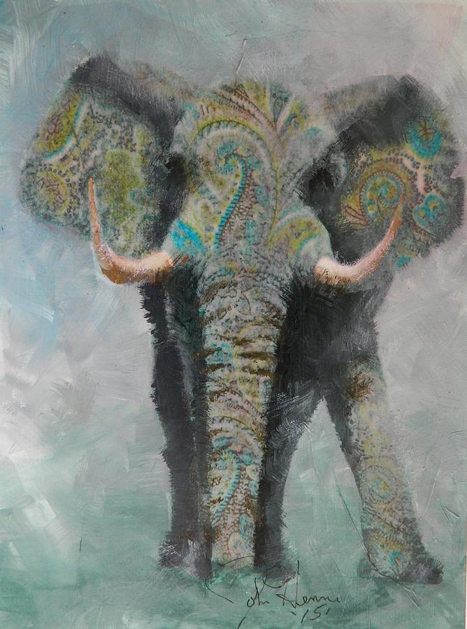 Paisley Elephant Painting by John Henne
