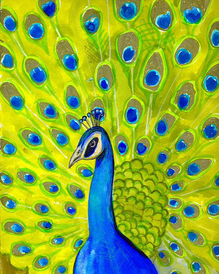 Paisley Peacock Painting by Blenda Studio