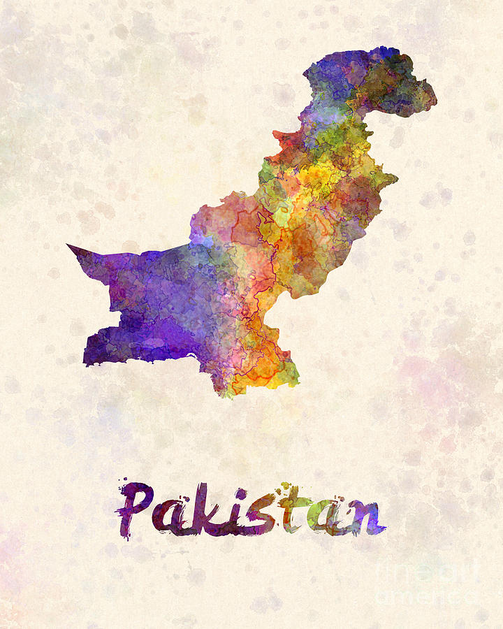 Pakistan in watercolor Painting by Pablo Romero