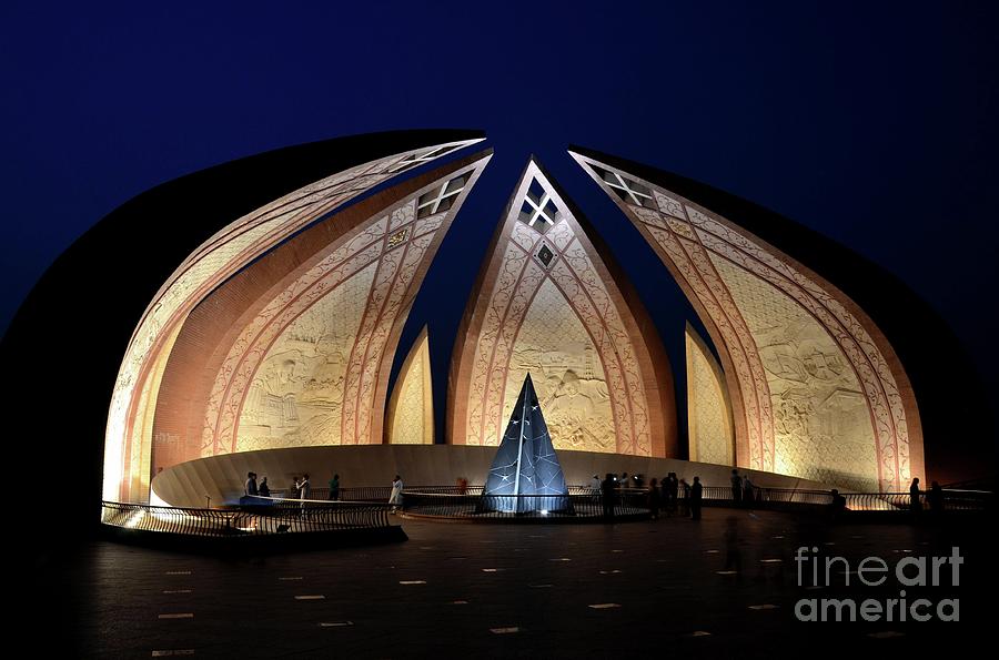 Pakistan Monument illuminated at night Islamabad Pakistan Photograph by Imran Ahmed
