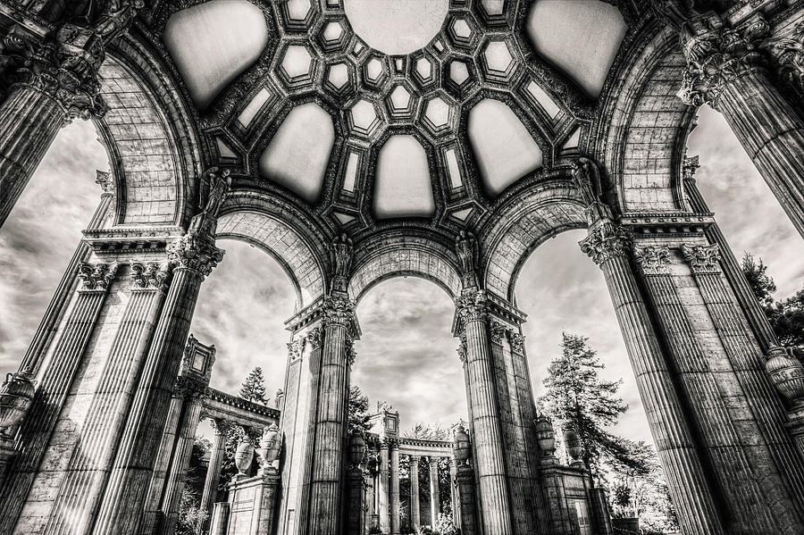 Palace of Fine Arts Rotunda in Black and Whit #4 - San Francisco Photograph by Jennifer Rondinelli Reilly - Fine Art Photography