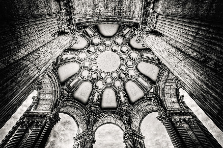 Palace of Fine Arts Rotunda in Black and White - San Francisco Photograph by Jennifer Rondinelli Reilly - Fine Art Photography