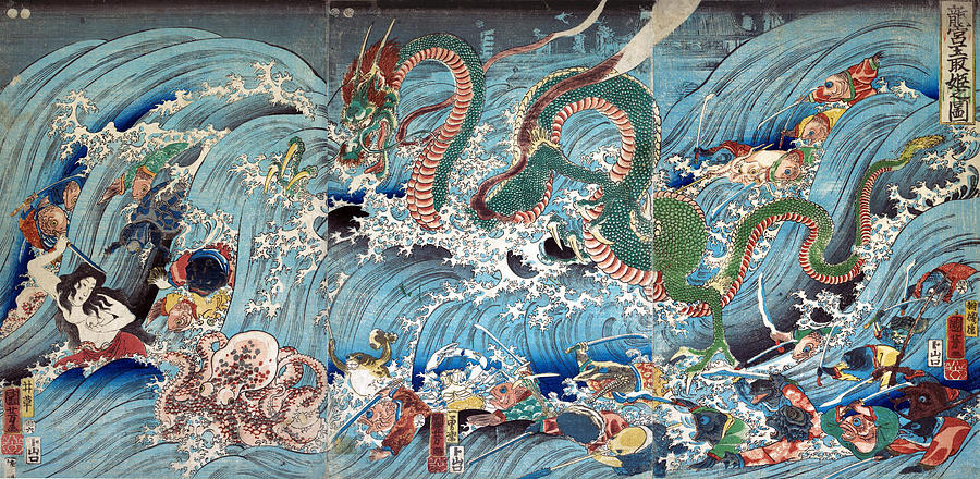 Palace of the Dragon King Digital Art by Utagawa Kuniyoshi - Pixels