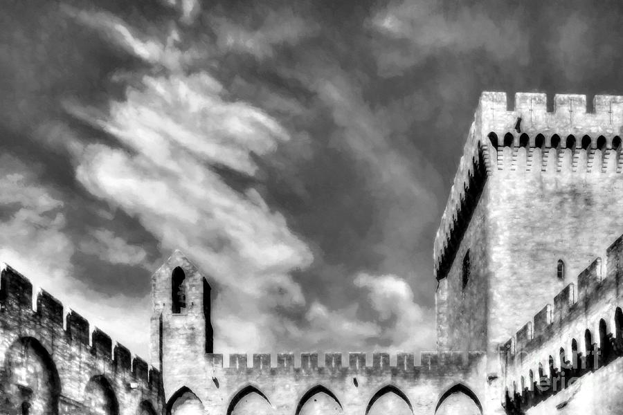 Palace Of The Popes In Avignon BW Photograph by Mel Steinhauer