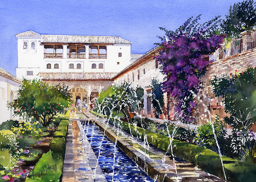 Palacio de Generalife Granada Painting by Margaret Merry