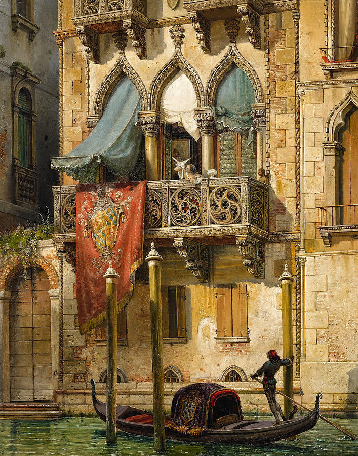 Palazzo Contarini in Venice. House of Desdemona Painting by Friedrich Nerly