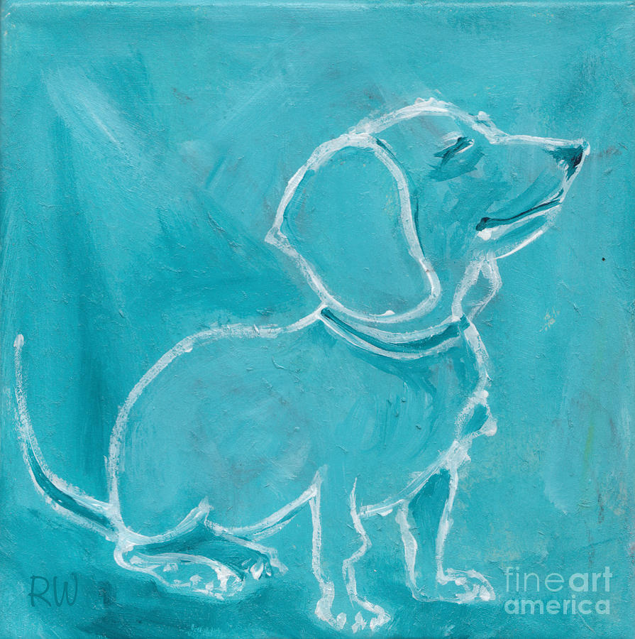 Pale Blue Doxie Painting by Robin Wiesneth