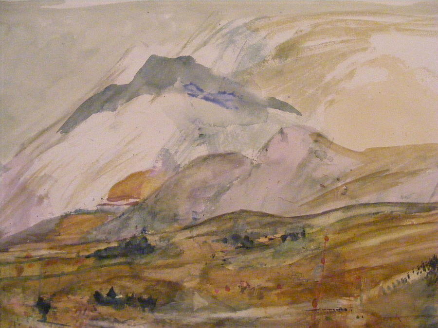 Pale Blue Mountain with Clouds Painting by Nancy Kane Chapman