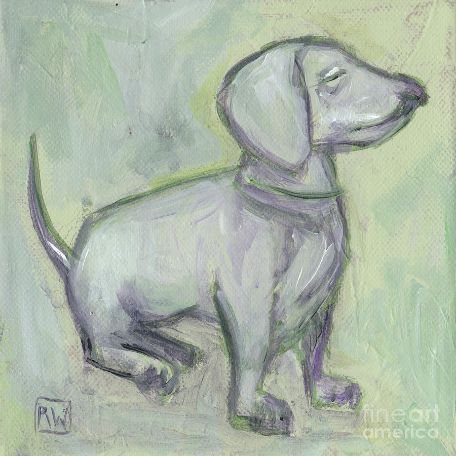 Pale Green Doxie Painting by Robin Wiesneth