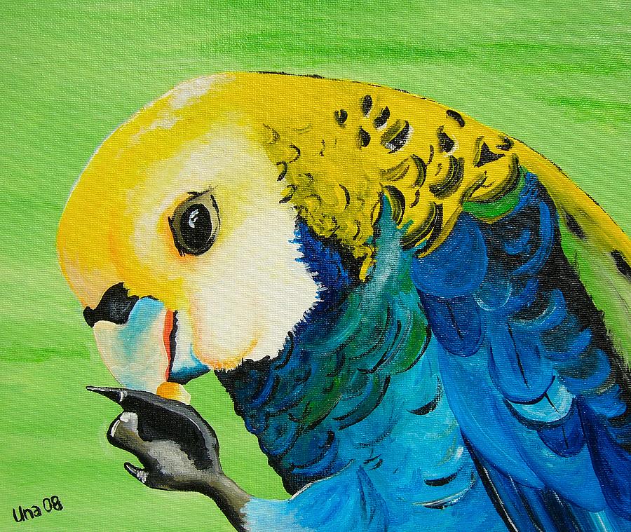 Parrot Painting - Pale Headed Rosella by Una  Miller