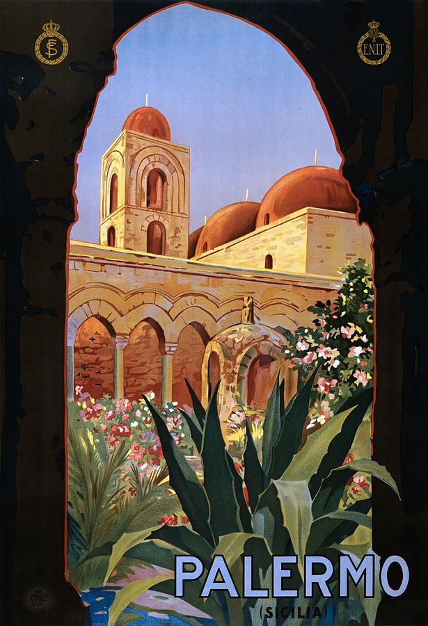 Palermo Italy, travel poster for ENIT, ca. 1920 Painting by Vincent Monozlay