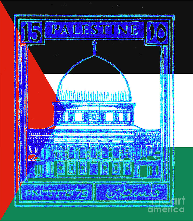 Palestine stamp on Palestinian flag Photograph by Humorous Quotes ...