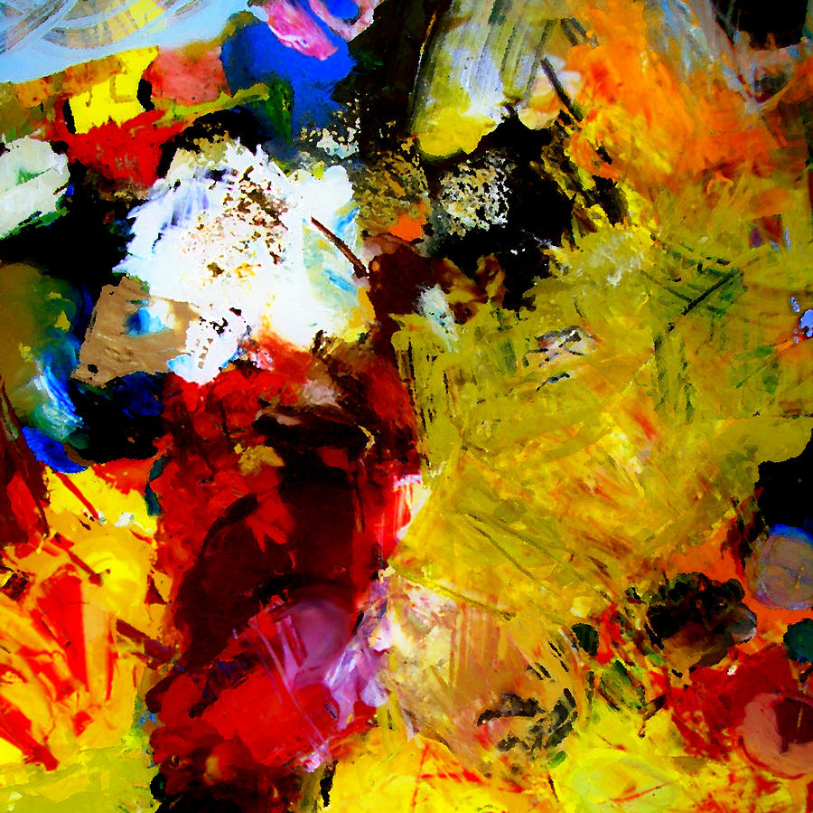 Abstract Painting - Palette Abstract Square by Michelle Calkins