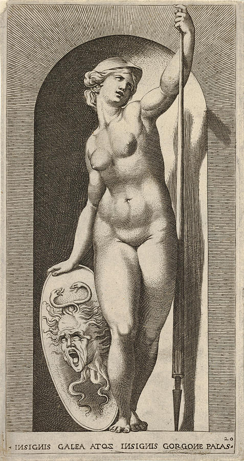 Pallas Athena Drawing - Pallas Athena by Giovanni Jacopo Caraglio