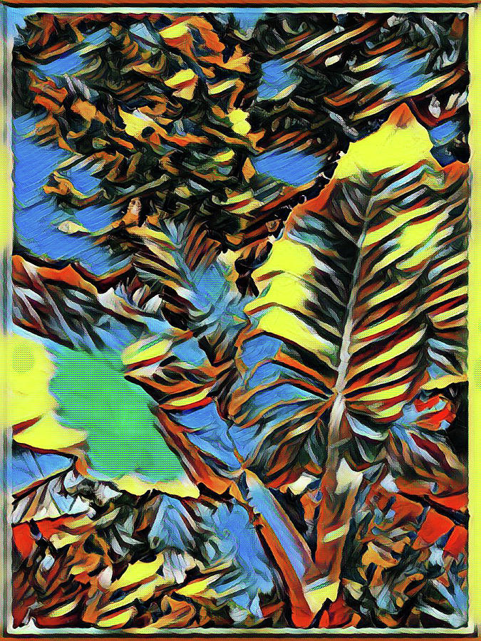 Palm Abstract Painting by Mindy Newman