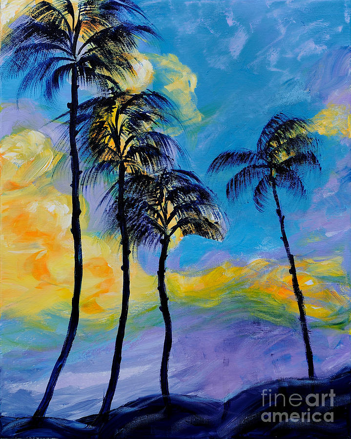 Moon over Palm Trees Painting by Art by Danielle