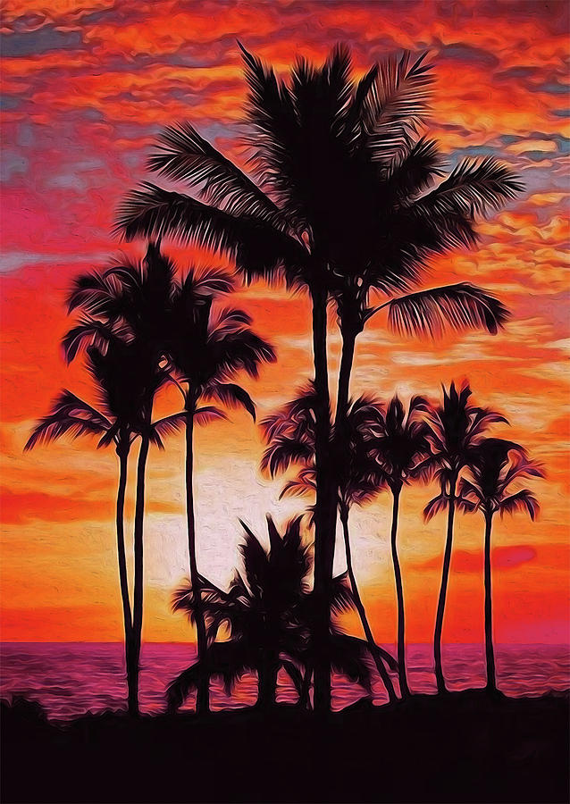 Palm Beach at sunset Painting by AM FineArtPrints