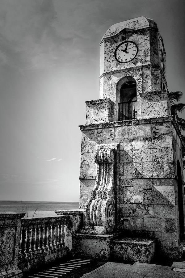 Palm Beach Clock Tower In Black And White Photograph by Carol Montoya