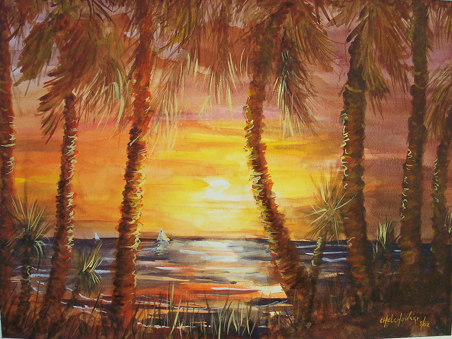 Palm Beach Painting by Miroslaw  Chelchowski