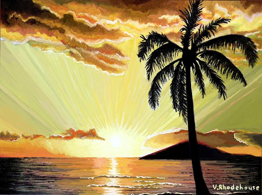 Palm Beach Sunset Painting by Victoria Rhodehouse