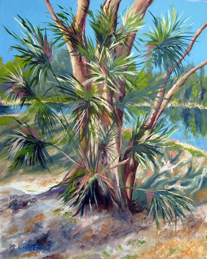 Palm Florida Lake Painting by Lisa Boyd