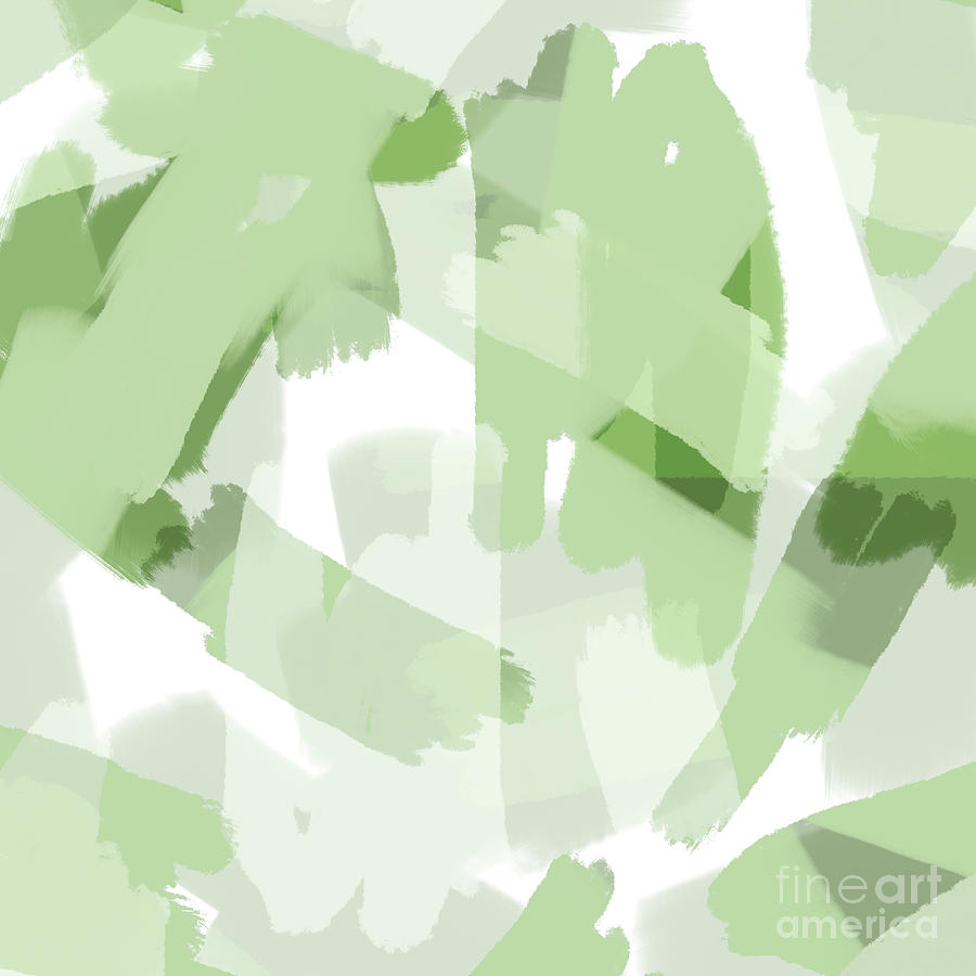 Abstract Design Digital Art - Palm Leaf Greens - Abstract digital painting by Allyson Johnson