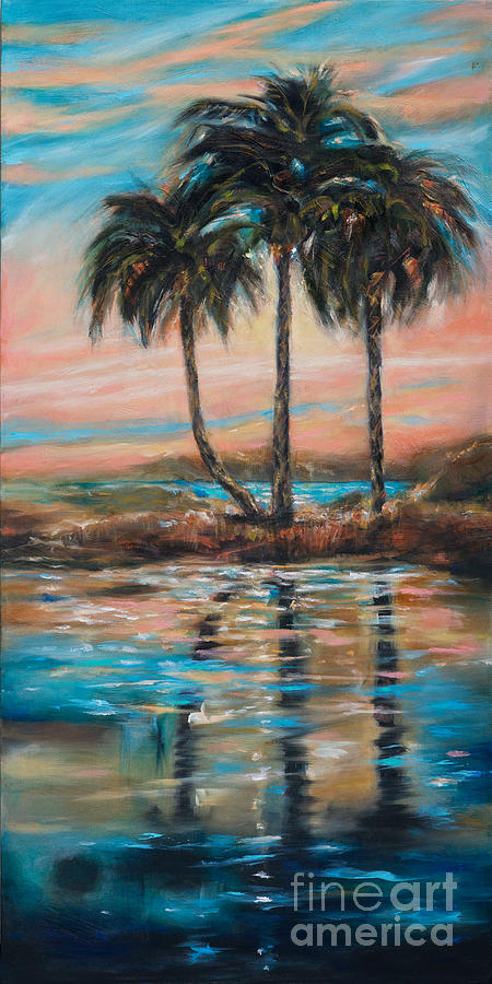 Sunset Painting - Palm Refection V by Linda Olsen