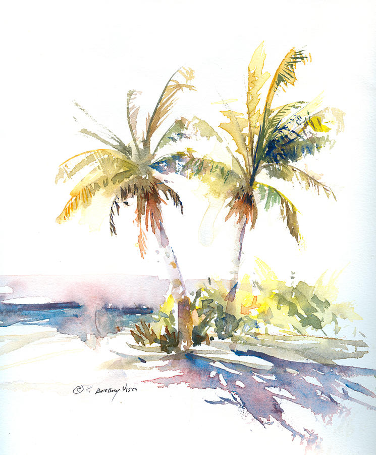 Tree Painting - Palm Shadows by P Anthony Visco