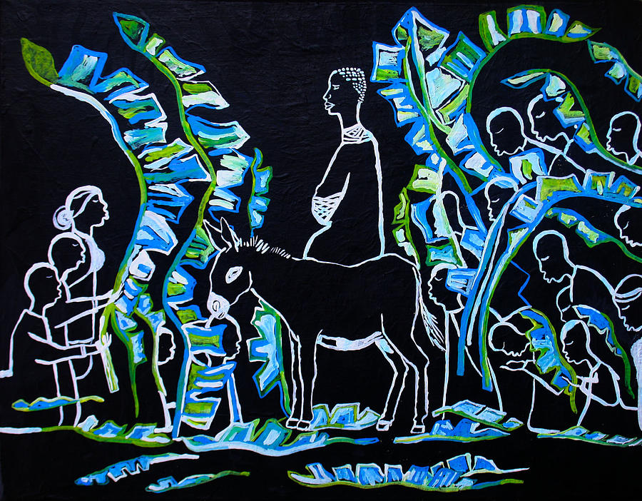 Easter Painting - Palm Sunday by Gloria Ssali