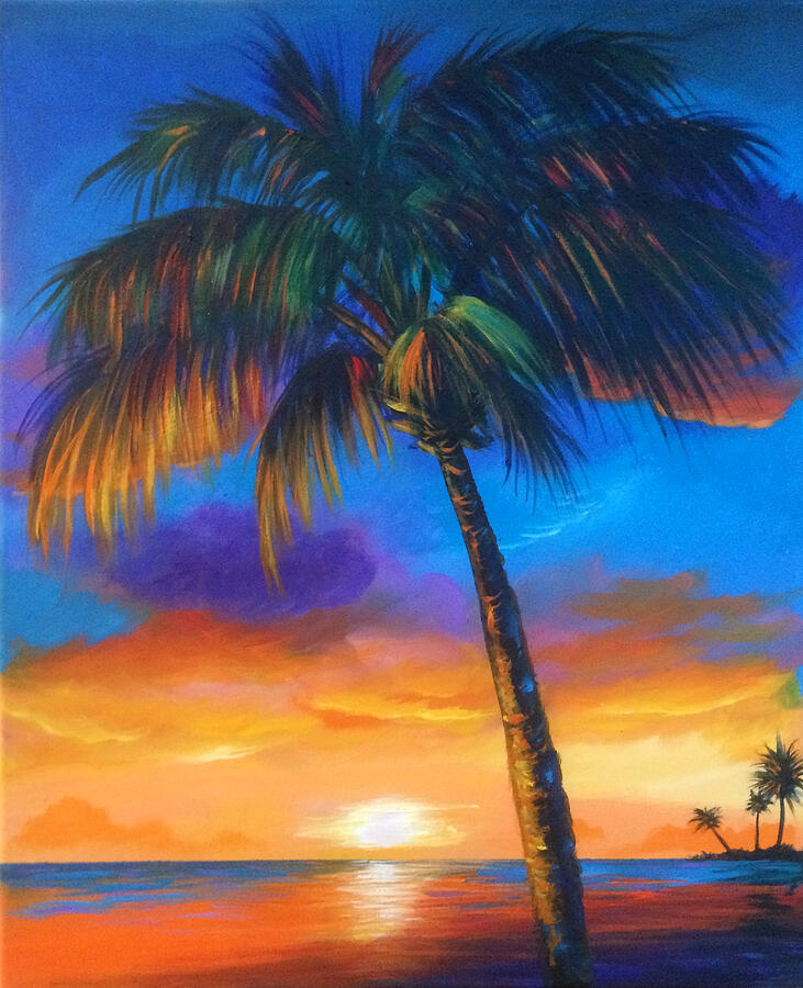 Palm Sunrise Painting by Robert Korhonen | Pixels