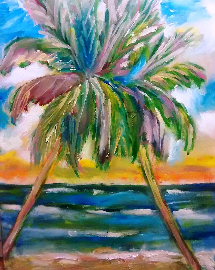 Beach Painting - Palm Tree Color Times Two by Patricia Clark Taylor
