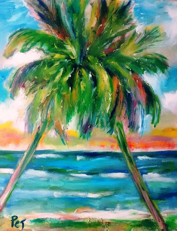 Palm Tree Embrace Painting by Patricia Clark Taylor - Fine Art America