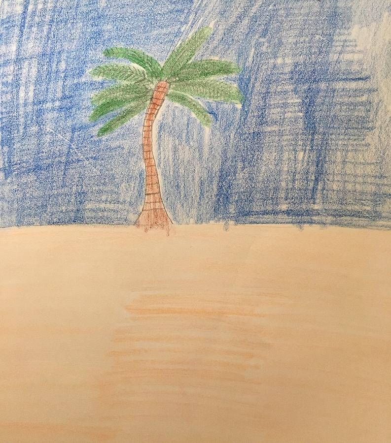 Beach Drawing - Palm Tree in Paradise by James Shelton