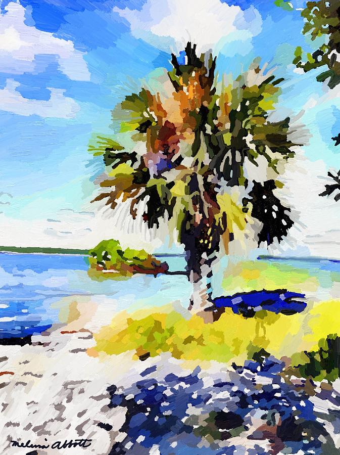 Palm Tree on Ski Island, Banana River, Cape Canaveral, FL Painting by Melissa Abbott