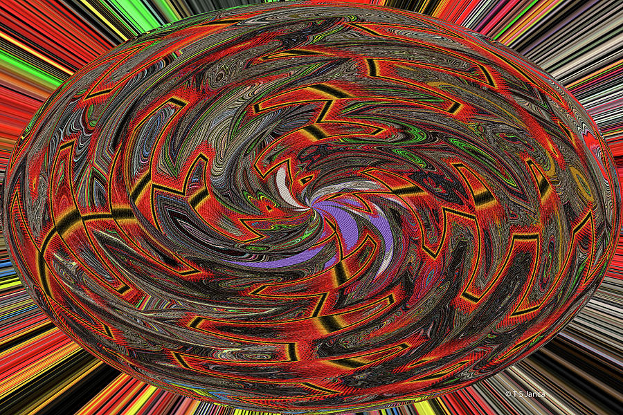 Palm Tree Oval Abstract #5285w4 Digital Art by Tom Janca