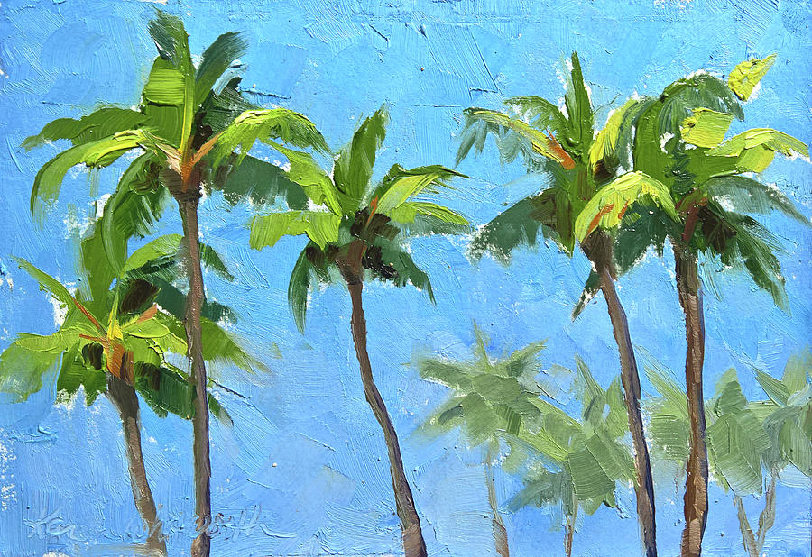 Palm Tree Plein Air Painting Painting by K Whitworth
