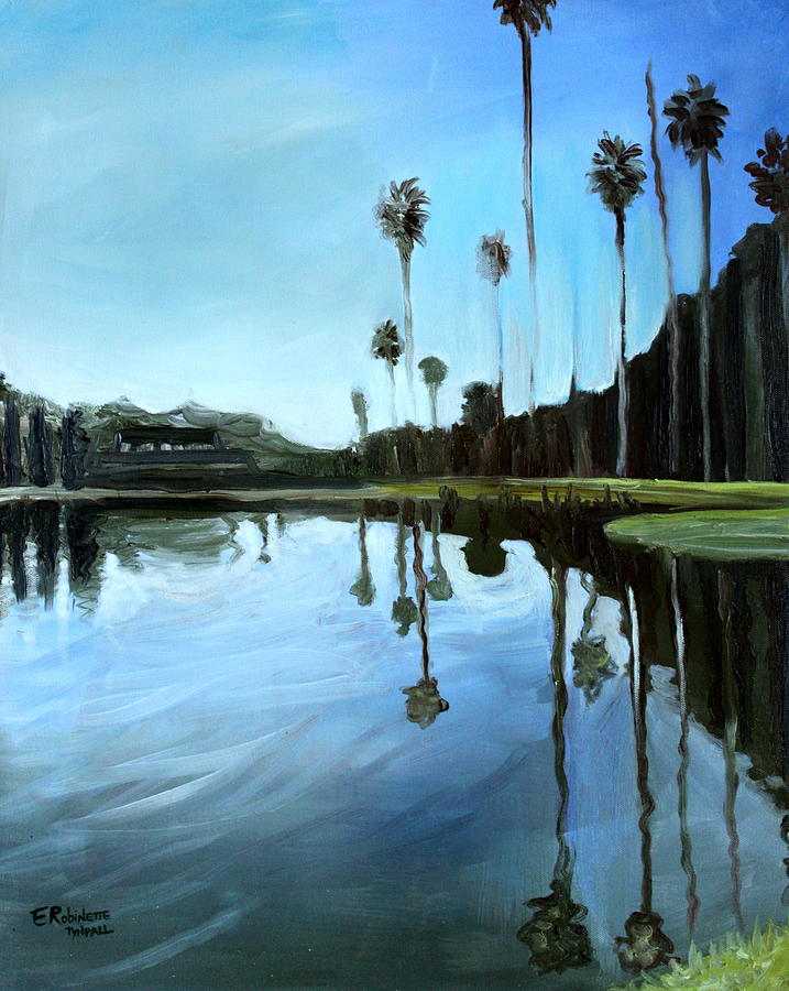 Palm Tree Reflections Painting by Elizabeth Robinette Tyndall