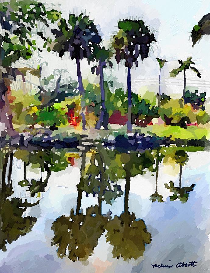 Palm Tree Reflections, Merritt Island, FL Painting by Melissa Abbott