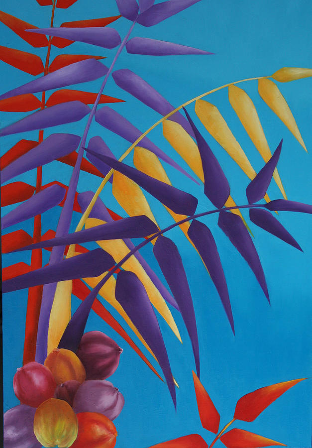 Palm Tree with Coconuts 1 Painting by Karin Eisermann