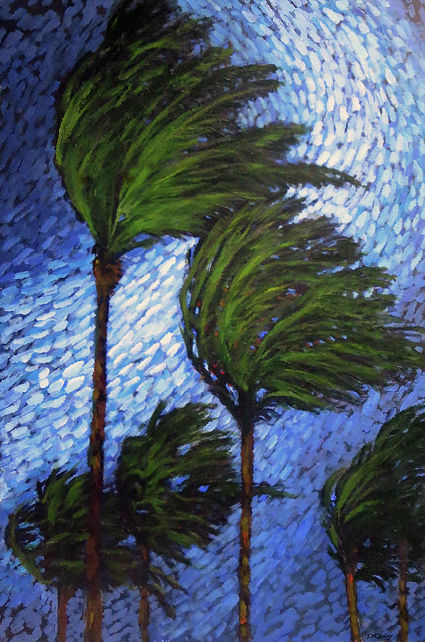 Palm Trees At Night Painting by Dennis Kirby - Pixels