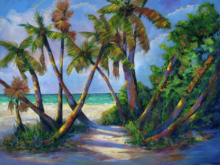Palm Trees at the Sea Painting by Mary DuCharme