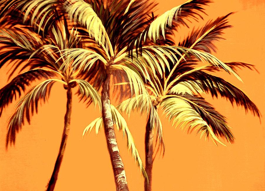 Palm trees in sepia Painting by Patricia Rachidi