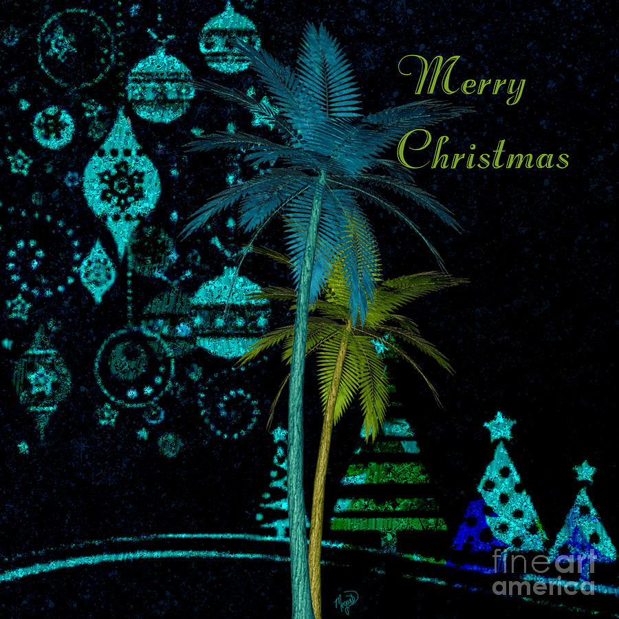 Palm Trees Merry Christmas Digital Art by Megan Dirsa-DuBois