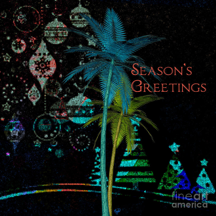 Palm Trees Seasons Greetings Digital Art by Megan Dirsa-DuBois
