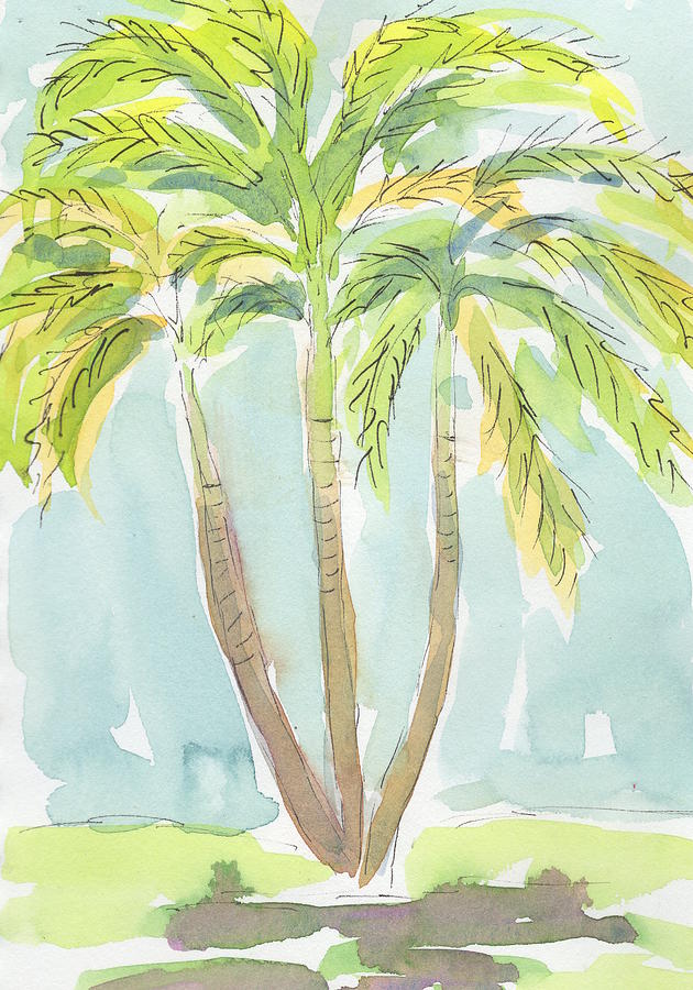Palm Trio Painting by Marcy Brennan
