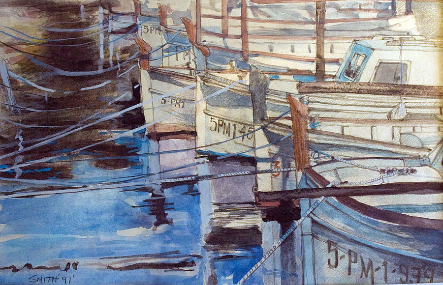Palma harbour Painting by Tom Smith