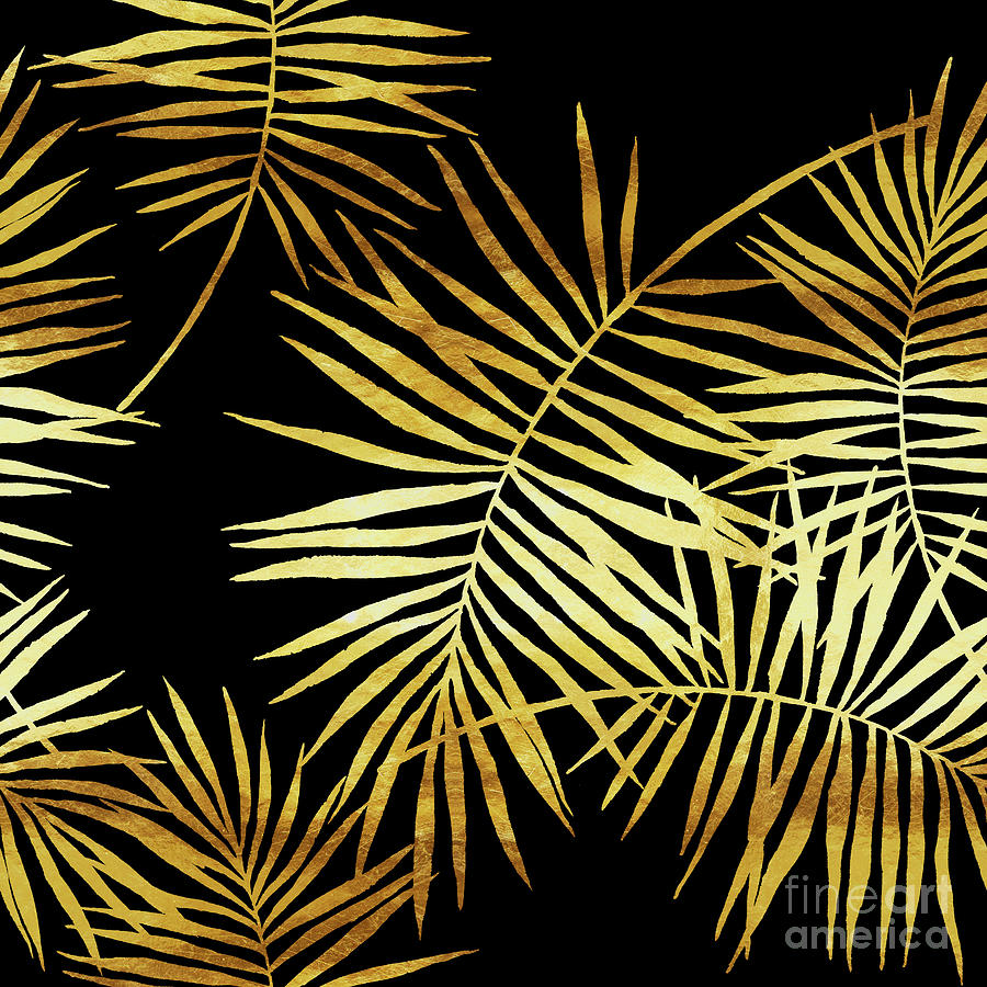 Palmes dOr Noir golden palm fronds and leaves Painting by Tina Lavoie