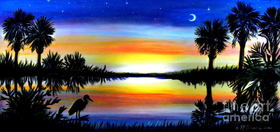 Palmetto Moon Low Country Sunset II Pastel by Pat Davidson
