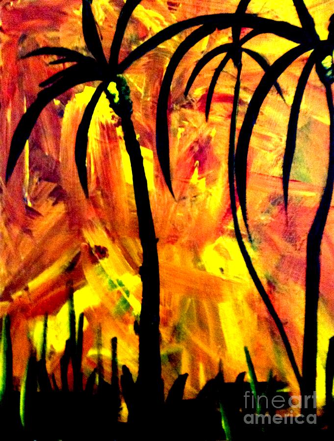 Palms aFire Painting by James and Donna Daugherty